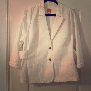 Embellished white blazer